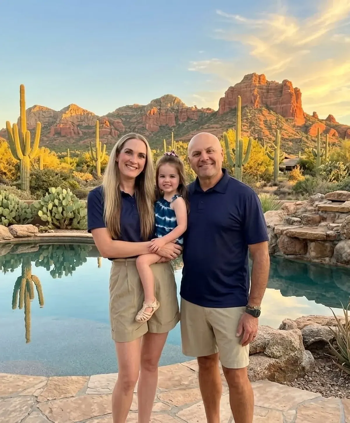 Craig Handzlik with his family beside an Arizona pool